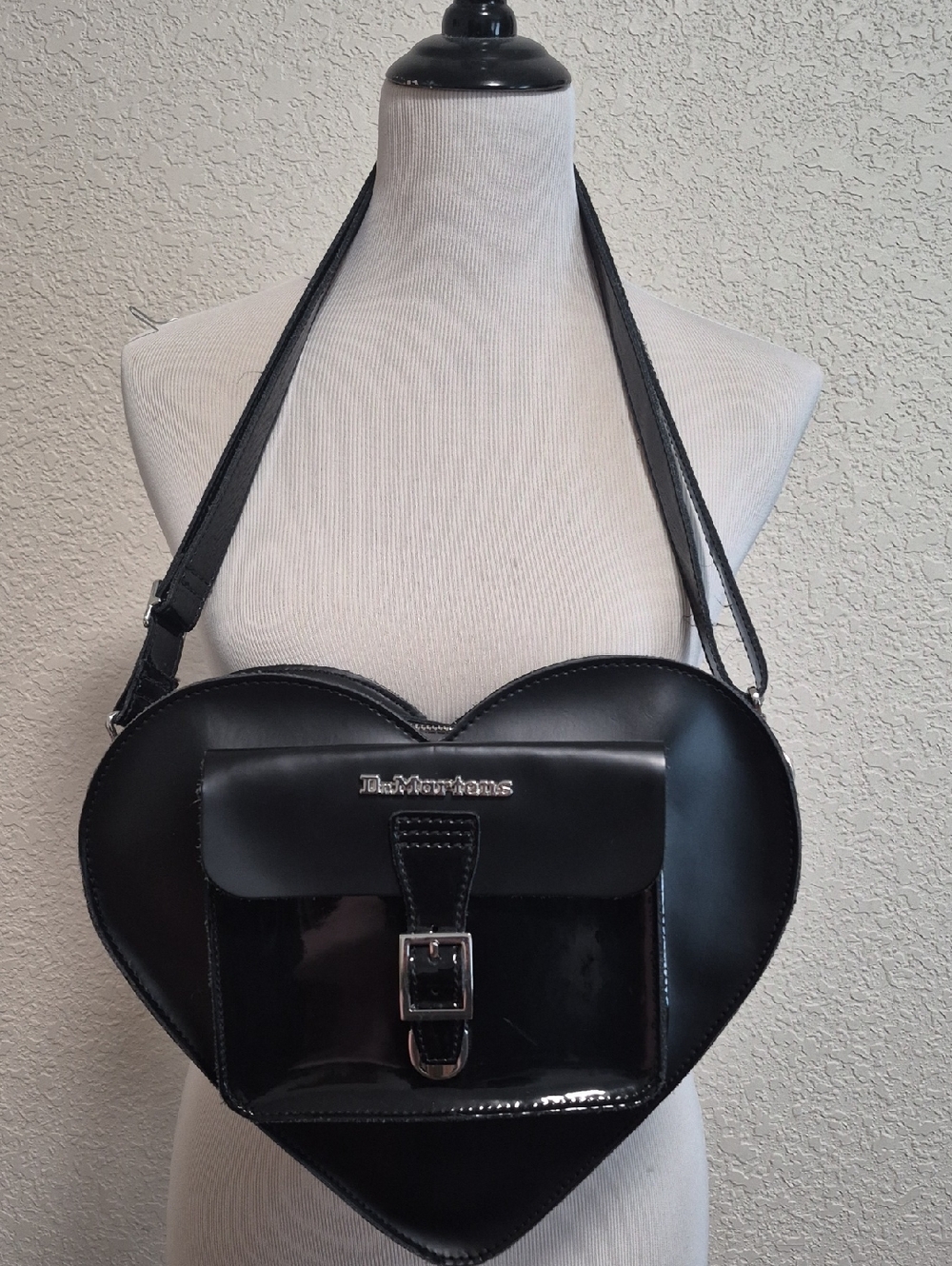 Dr. Martens Leather Black Heart-Shaped Crossbody Bag